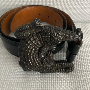 Barry Kieselstein Cord Large Sterling Silver Alligator Buckle & Belt